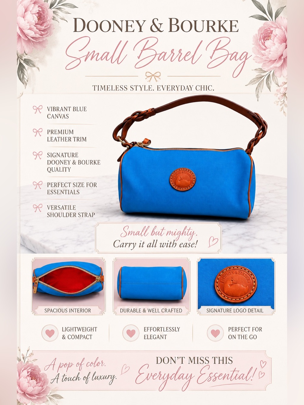 💙 Dooney & Bourke Vintage Y2K Era Small Barrel Bag - Picture 9 of 9
